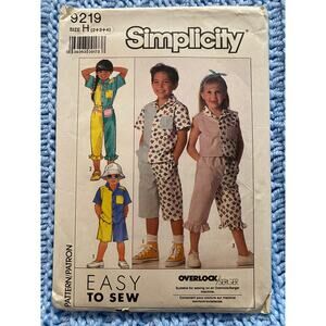 Simplicity sewing pattern  9219 kids top pants shorts
